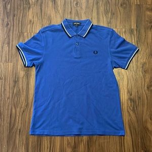 Fred Perry Ltd • Twin Tipped Polo • Size L • 100% Cotton • Blue/Black/White